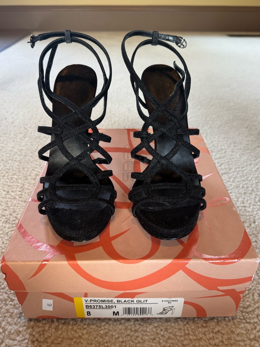 Via Spiga Black Glitter Heels